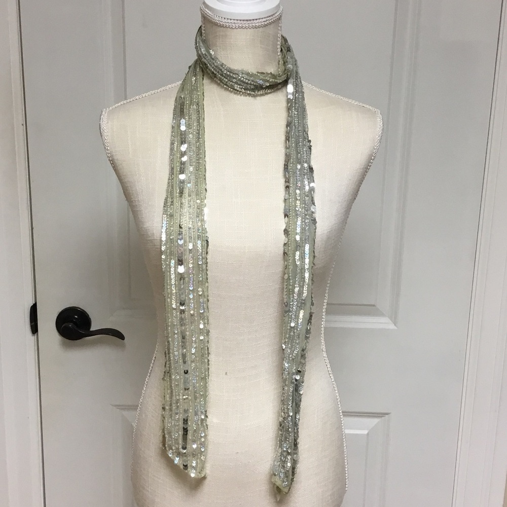 Sequined Silver Scarf for Women